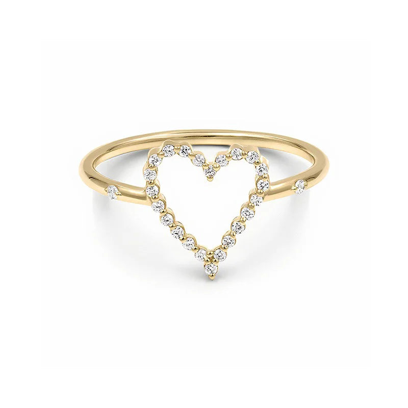 Hollow Heart-shaped Zircon Ring DS4801