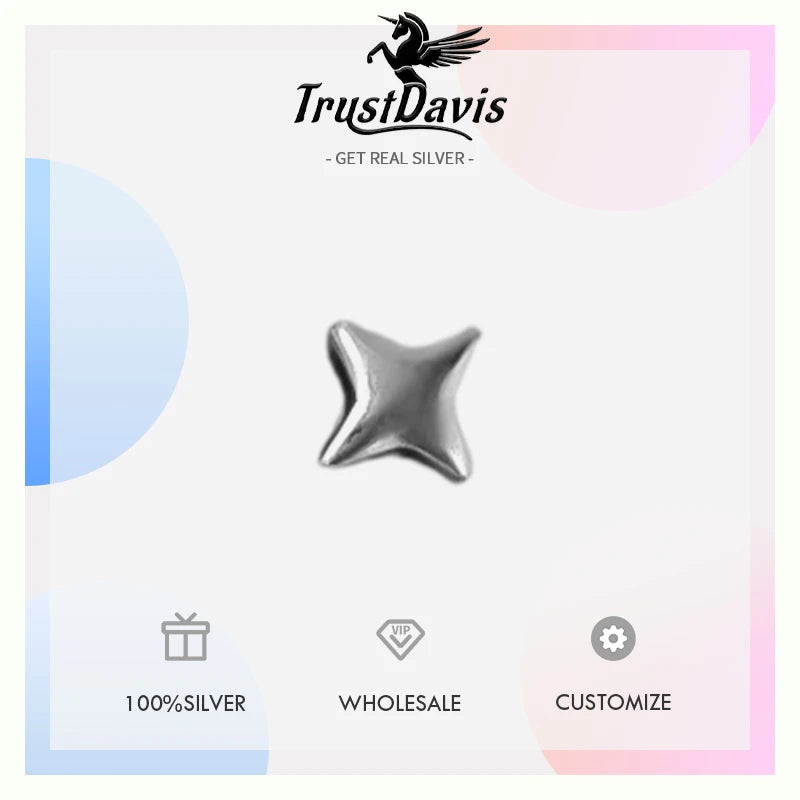 TrustDavis Real 925 Sterling Silver Bracelet Necklace Fashion Shine Star Separator Beads DIY Accessories Jewelry Gift DZ1797