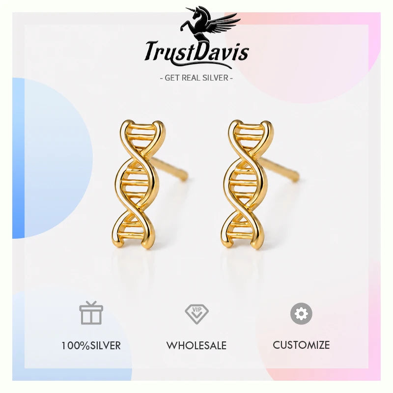 DNA Stud Earrings Minimalist Double Helix Earrings DS5001