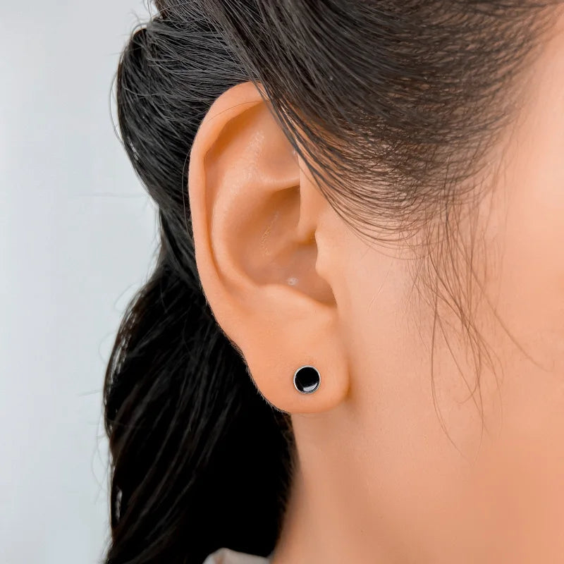 Black Glaze Round Square Triangle Screw Earring DA2205