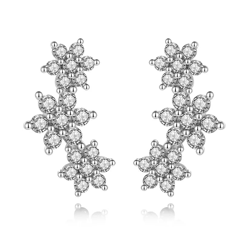 TrustDavis Real 925 Sterling Silver Earring 18K Gold Black CZ Earrings Jewelry Wedding Anniversary Party Gift DF058