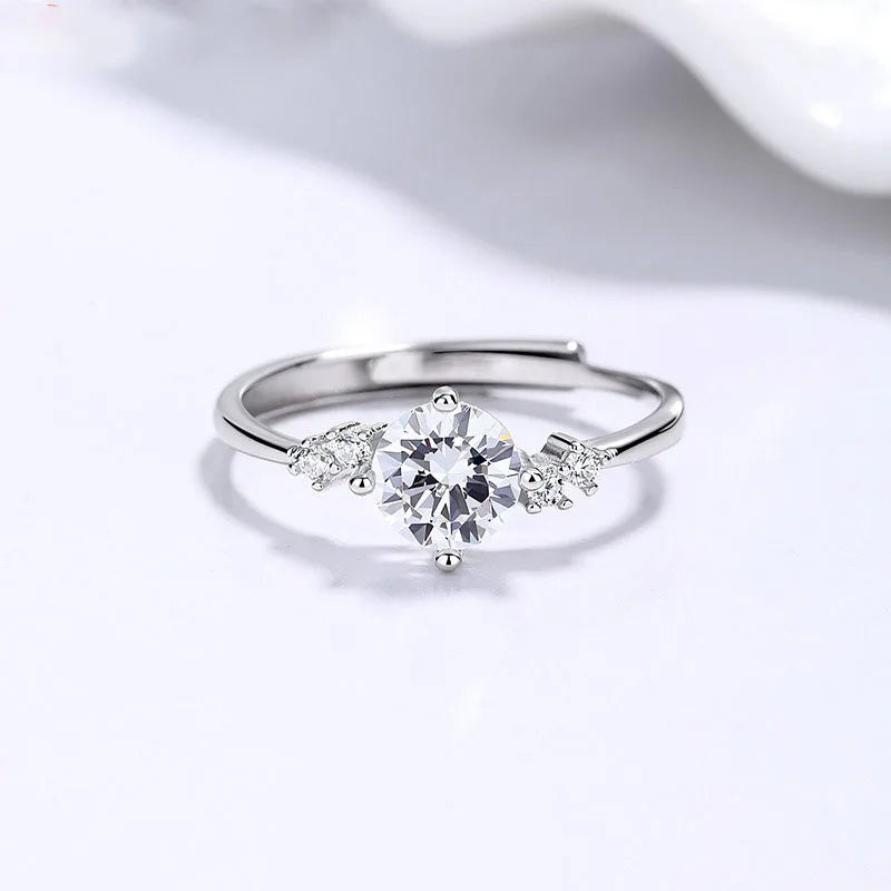 Silver 1ct Four-Prong Moissanite Wedding Ring DS5017