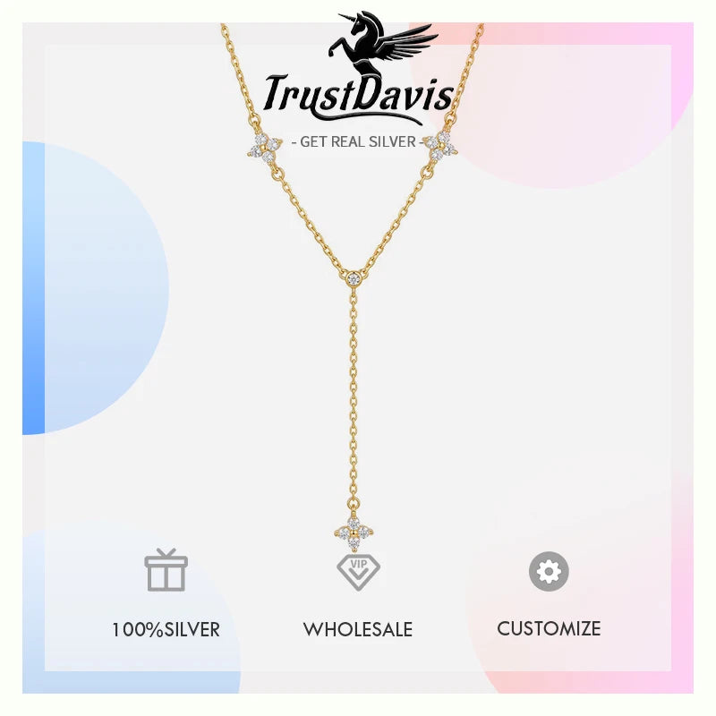 Flower Tassel Zircon Necklace for Women Daily Wear Jewelry Gift DS4987