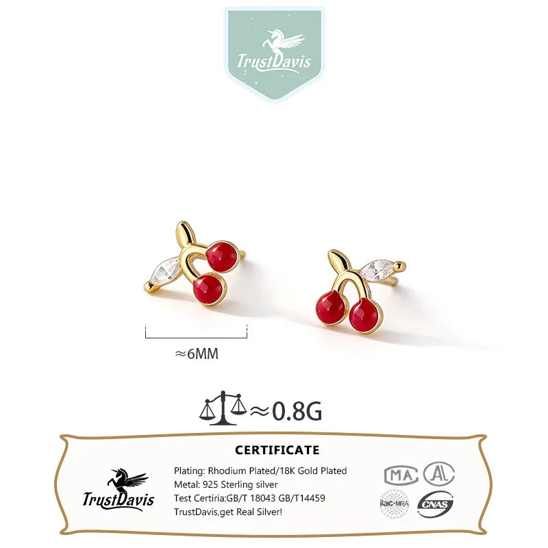 Cherry Zircon Silver Earrings DS4872