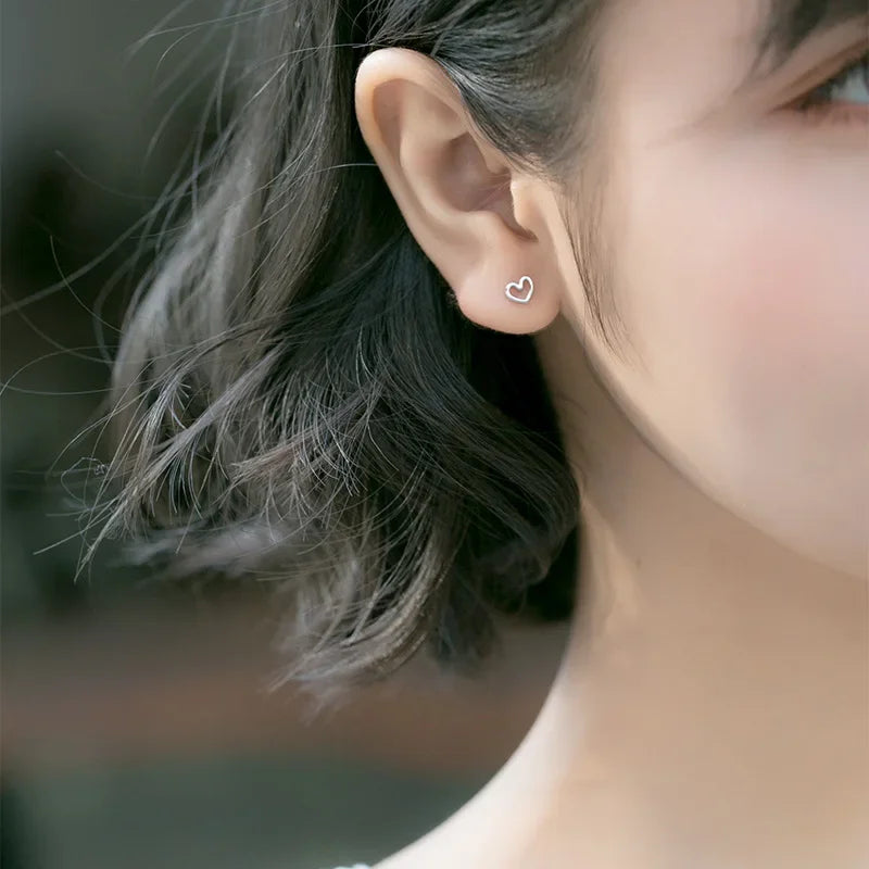 Heart With CZ Stud Earring Gift For Girls Kids Lady DS542