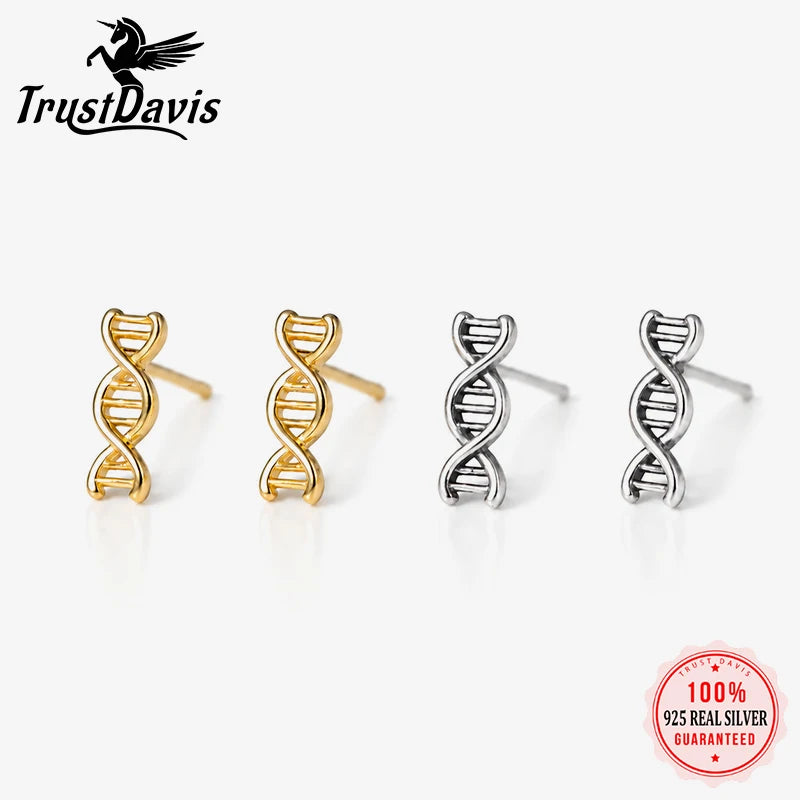 DNA Stud Earrings Minimalist Double Helix Earrings DS5001