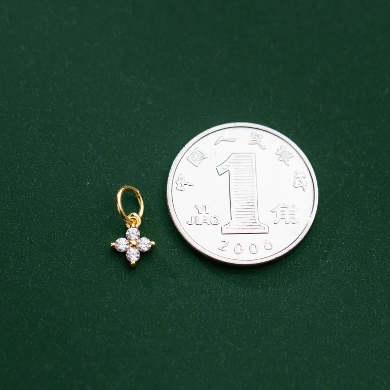 TrustDavis Real S925 Sterling Silver Fashion Geometric CZ Charms Pendant For Bracelet or Necklace DIY Accessories Jewelry HY303