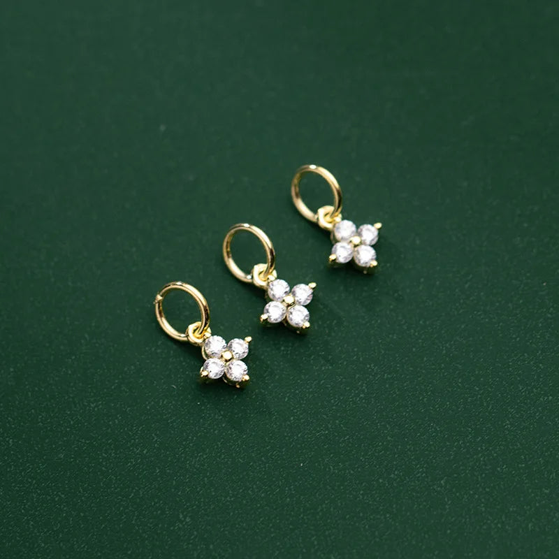 TrustDavis Real S925 Sterling Silver Fashion Geometric CZ Charms Pendant For Bracelet or Necklace DIY Accessories Jewelry HY303