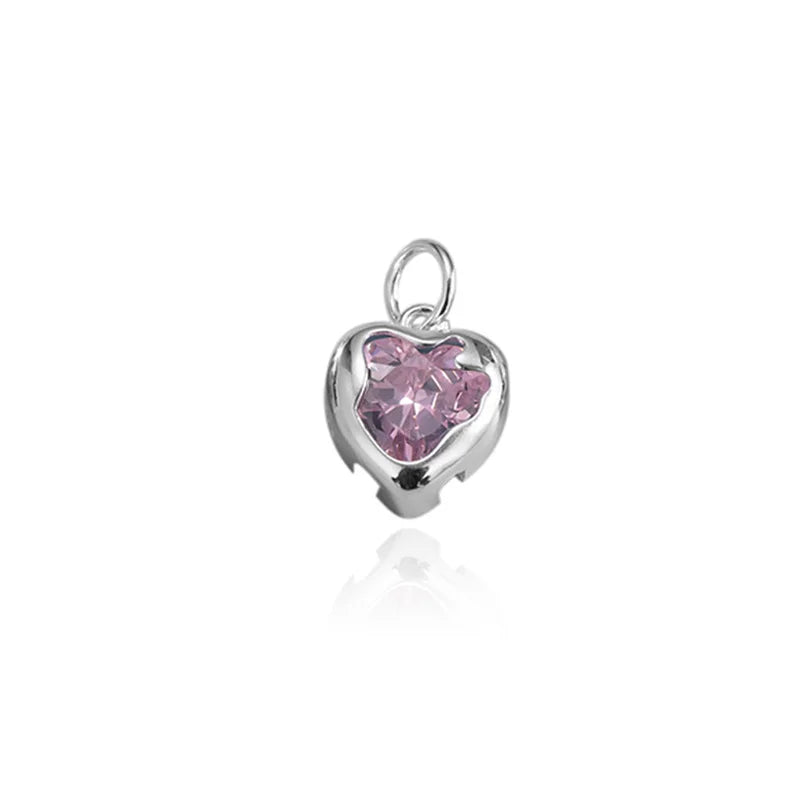 TrustDavis Real 925 Sterling Silver Sweet Zircon Heart Charm Pendant Handmade DIY Accessories Fine Jewelry Wholesale DZ1773