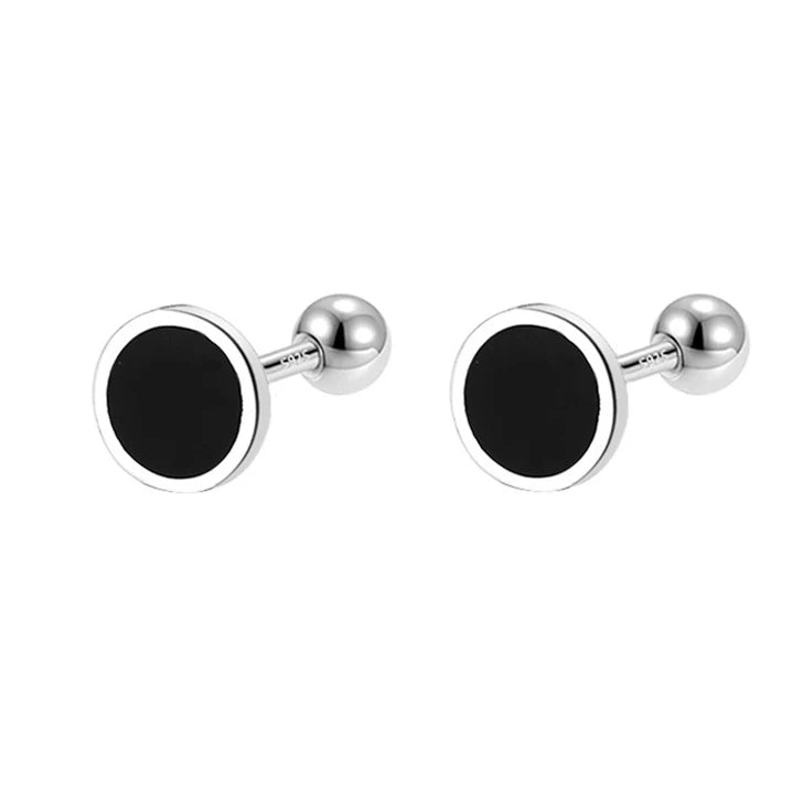 Black Glaze Round Square Triangle Screw Earring DA2205
