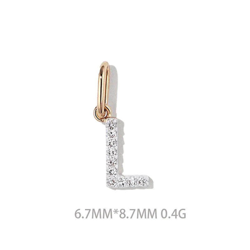 Trustdavis Real 925 Sterling Silver Feshion Simple 26 Letter Zircon Pendant DIY Accessories for Women Girls Fine Jewelry DS4738