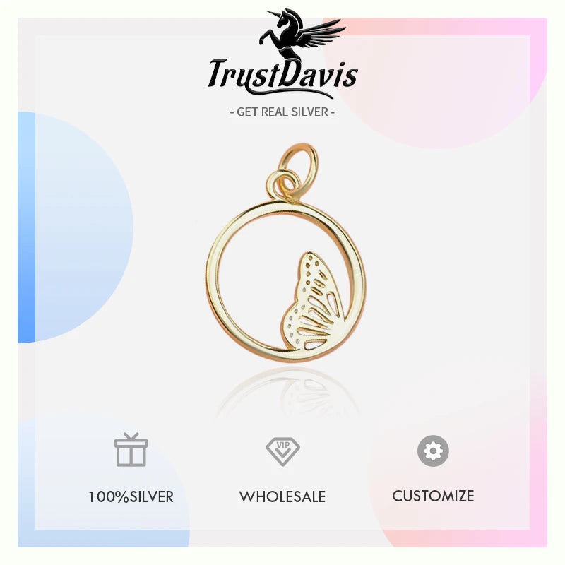 Fashion Round Butterfly Charm Pendant Handmade HY088