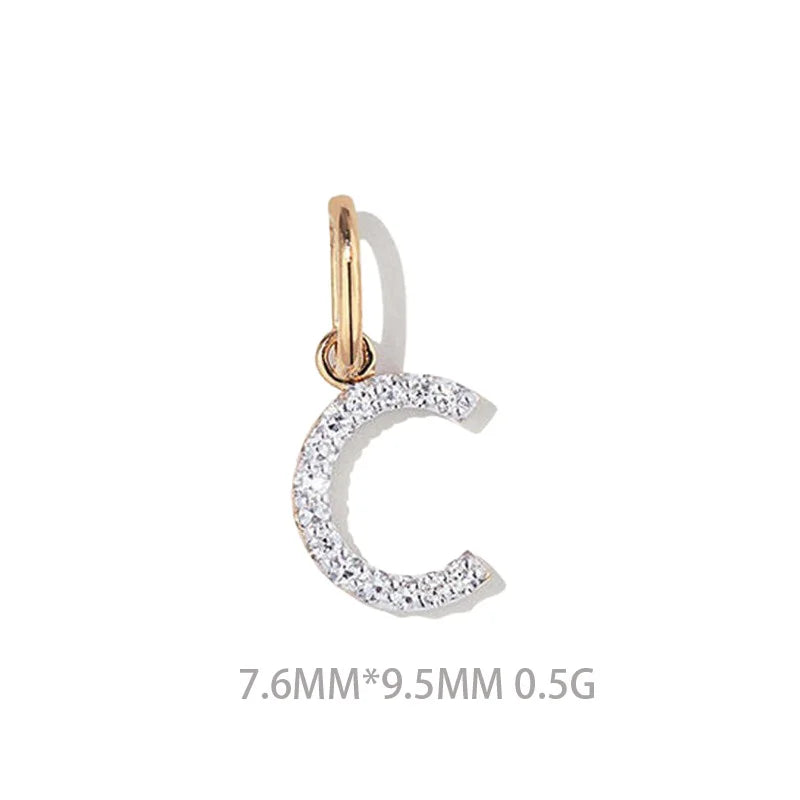 Trustdavis Real 925 Sterling Silver Feshion Simple 26 Letter Zircon Pendant DIY Accessories for Women Girls Fine Jewelry DS4738
