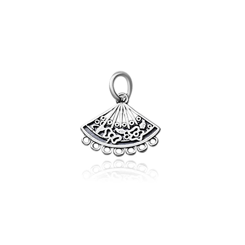 TrustDavis Real 925 Sterling Silver Fashion Hollow Sector Charm Pendant Handmade DIY Accessories Fine Jewelry Wholesale DZ1741