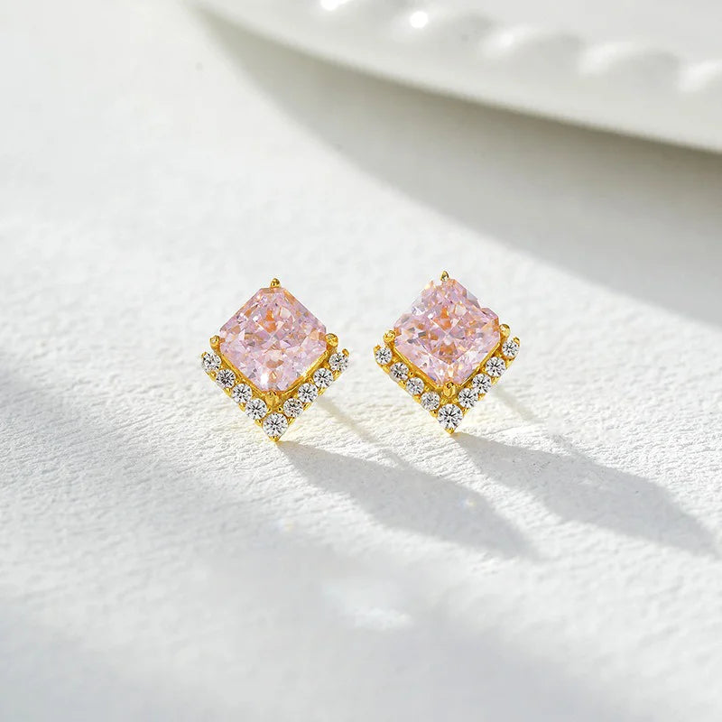 Square Zircon Stud Earrings DS4761