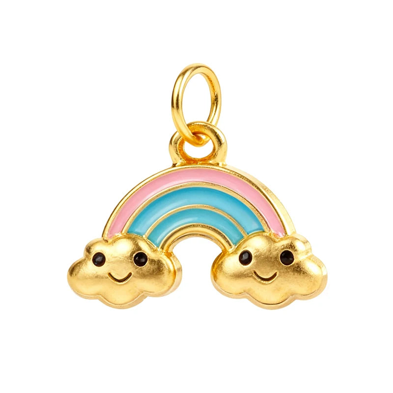 TrustDavis Real 925 Sterling Silver Personality Fashion Sweet Cute Rainbow Charm Pendant Handmade DIY Accessories Jewelry DZ1805