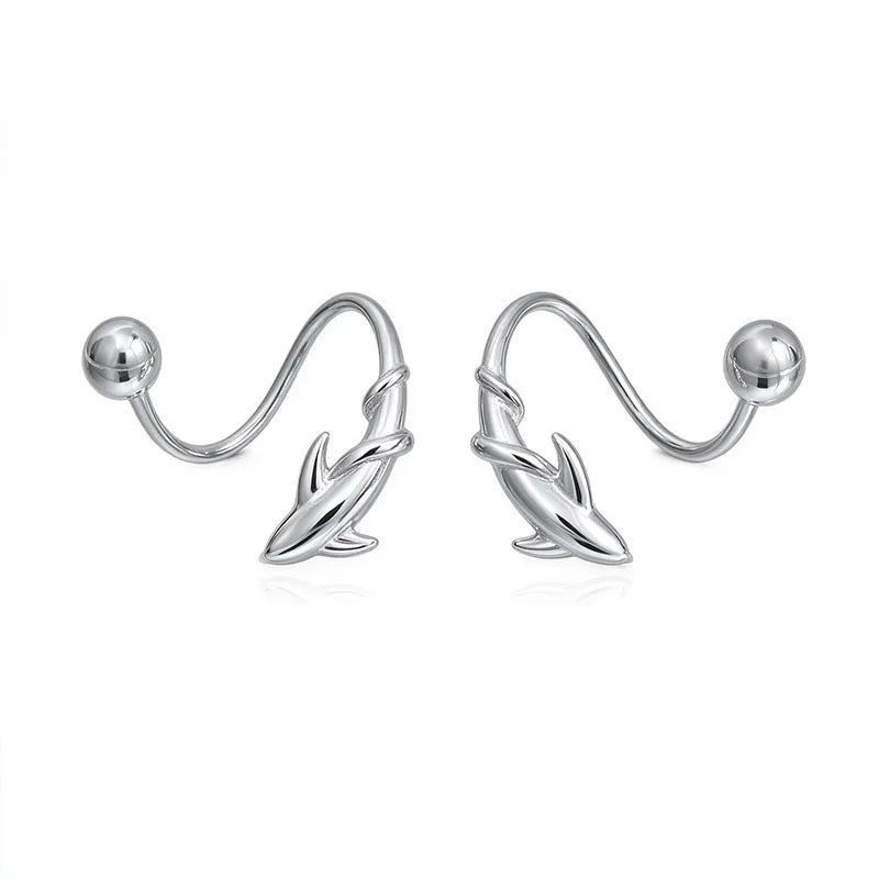 Silver Shark Screw Earrings DS5028