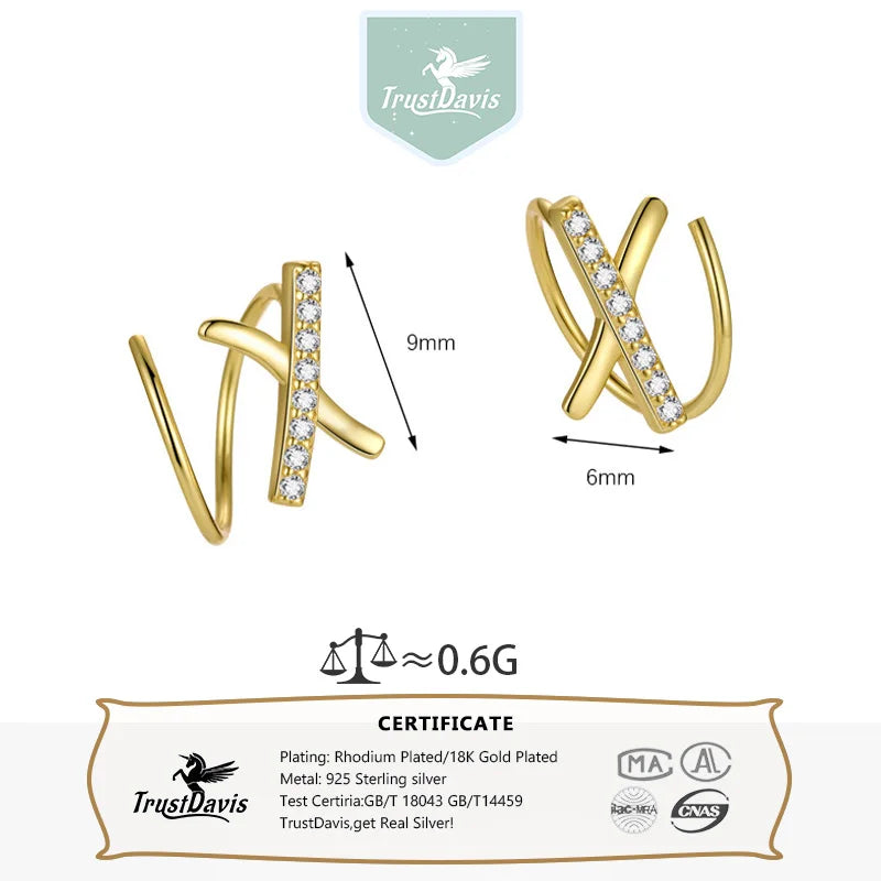 X-shaped Cross Earring Zircon Hooks for Women Girls Jewelry Gift DS4851