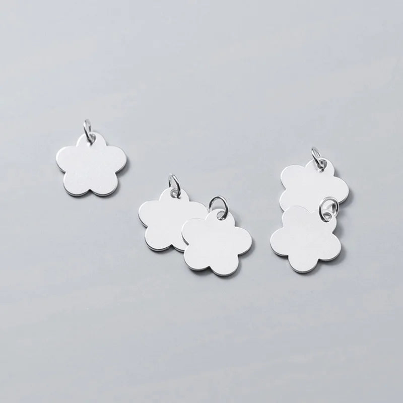 TrustDavis Real 925 Sterling Silver Glossy Flower Charm Pendant for Making Necklace Handmade DIY Accessories Fine Jewelry DZ1804