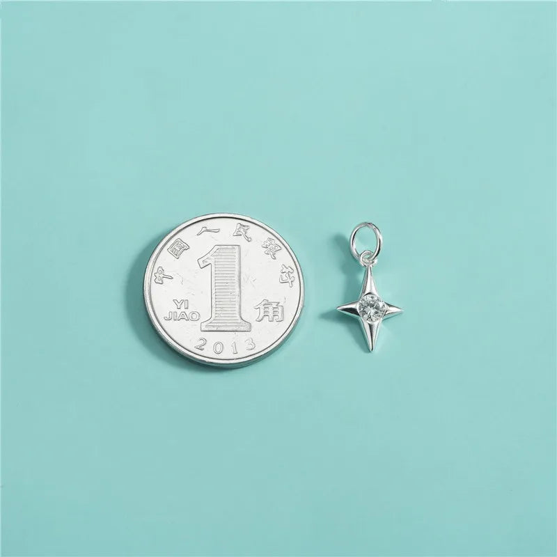 TrustDavis Real 925 Sterling Silver Shine Star Charm Pendant Handmade DIY Accessories Fine Jewelry Wholesale DZ1779