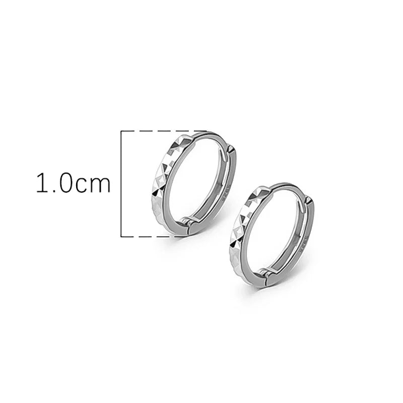 TrustDavis 925 Sterling Silver Minimalism Geometric Faceted Hoop Earring For Fashion Women Men Fashion Punk Fine Jewelry DA2679