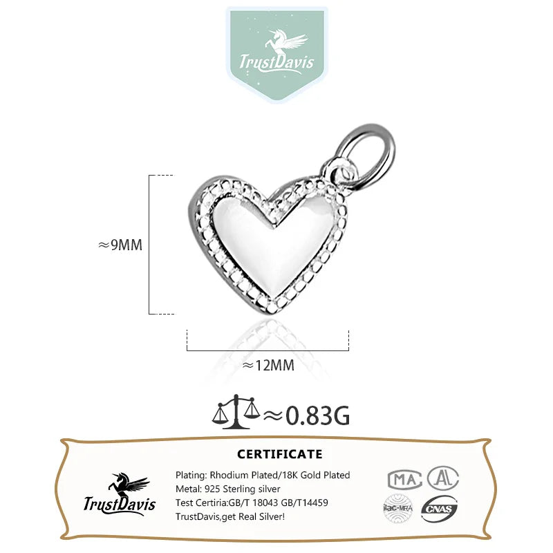 Heart Charm Pendant Handmade DIY Accessories Fine Jewelry Wholesale DZ1704