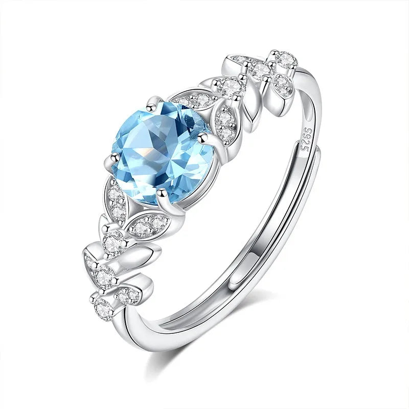 Natural Crystal Stone Adjustable Leaf Ring DS4423