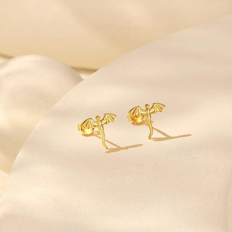 TrustDavis Real 925 Sterling Silver Women's Fashion Halloween Spider and Bat Earrings for Women Girls Gift Fine Jewelry DS4690