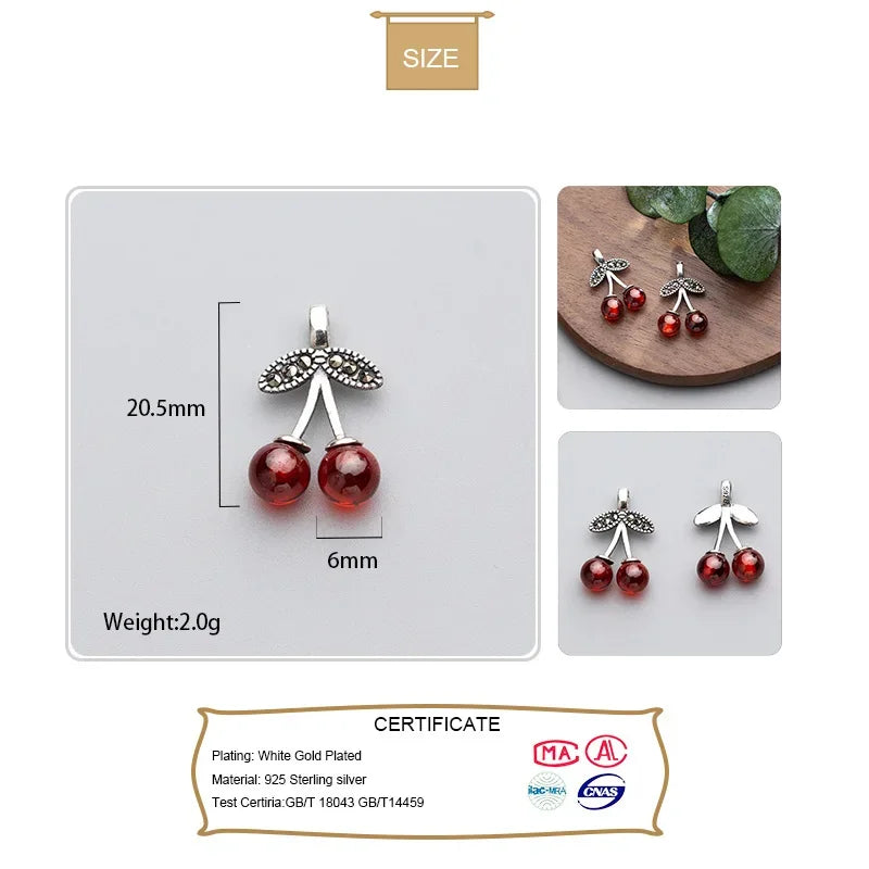 Garnet Red Cherry Charm Pendant Handmade DIY Accessories HY350