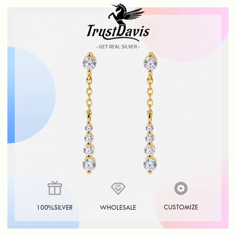 Tassel Zircon Stud Earrings for Women Daily Wear Jewelry Gift DS4981
