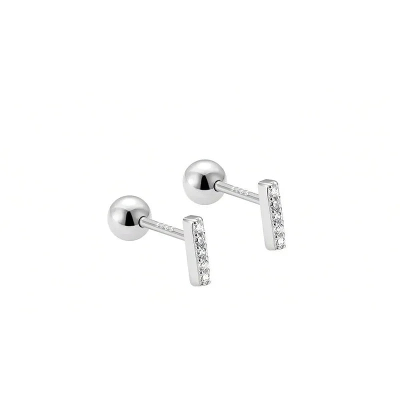 Trustdavis Real 925 Sterling Silver Stick Screw Stud Earrings For Women Children Baby Girls Kids Mini Minimalist Jewelry DA45