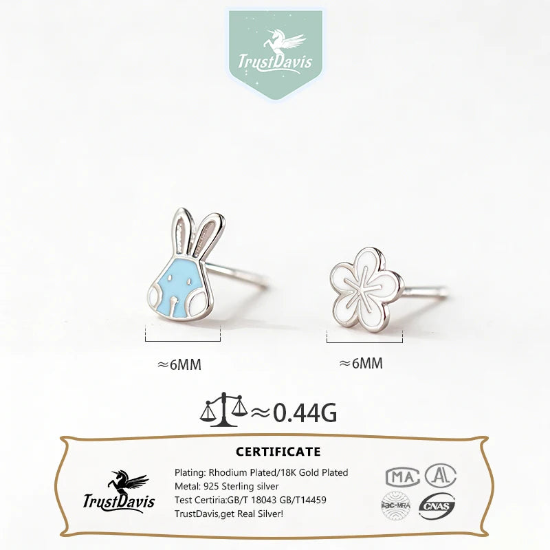 Rabbit and Flower Stud Earrings DS4805