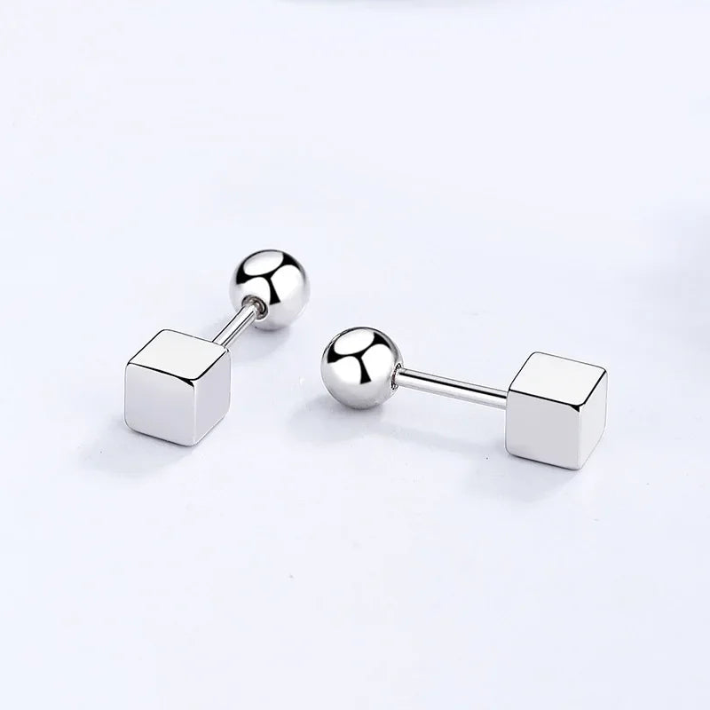 Square Bead Screw Stud Earrings DA2838
