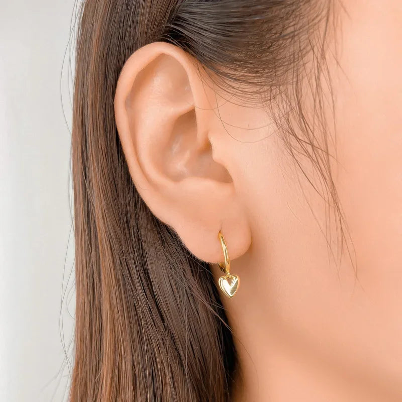 Heart Pendant Hoop Earrings For Women Wedding Party Jewelry DA951