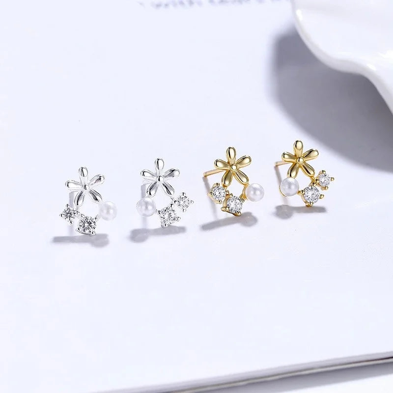 Flower Pearl Stud Earrings DS5010