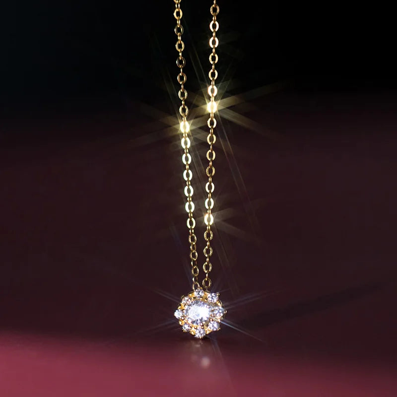 TrustDavis Real 925 Sterling Silver Fashion Snowflake Shiny CZ Clavicle Necklace For Women Wedding Party S925 Jewelry DG0199