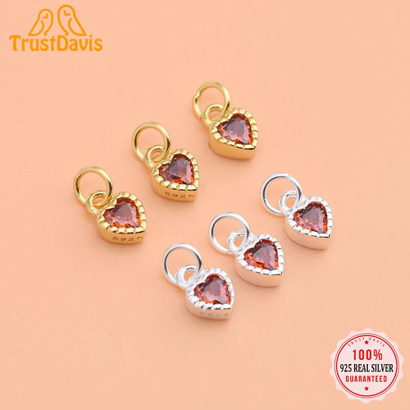 Romantic Heart Red CZ Charm Pendant   HY049