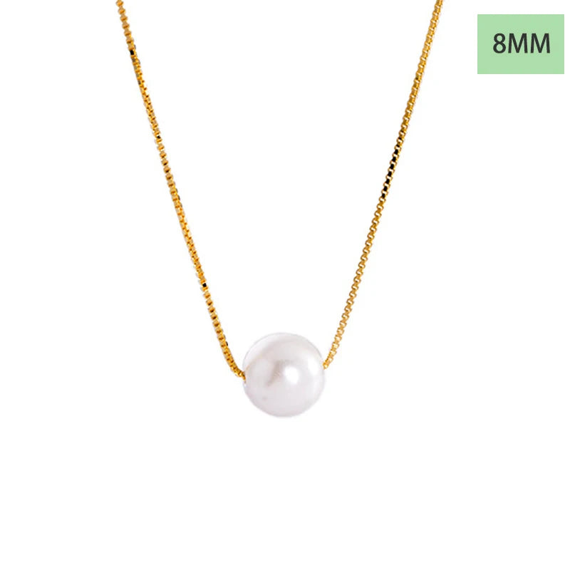 TrustDavis 925 Solid Sterling Silver Elegant Synthetic Pearl Pendant Necklace Women Girls Birthday Gift Fine S925 Jewelry DS4439