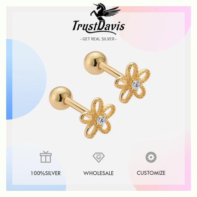 Flower Zircon Screw Earrings DS4798