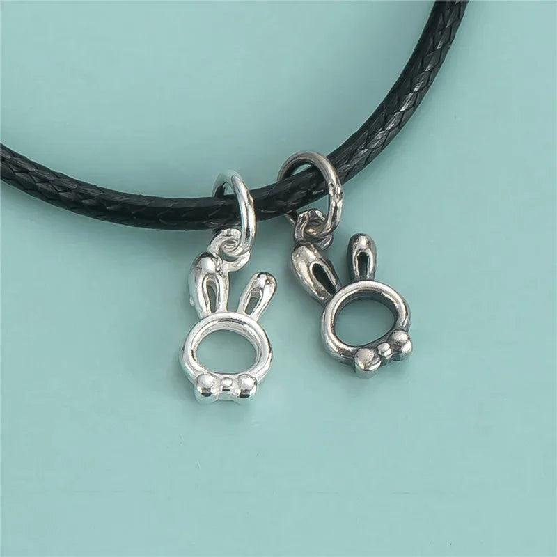 TrustDavis 925 Sterling Silver Fashion Elegant Classic Cute Rabbit Pendant DIY Necklace Bracelet Accessories Fine Jewelry DZ1841