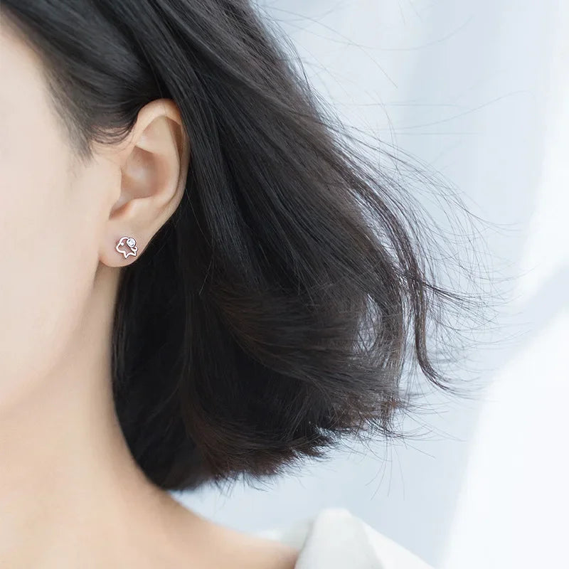 TrustDavis Authentic 100% 925 Sterling Silver Women Jewelry Fashion Cute Tiny Hollow Dog Stud Earrings For Daughter Girls DS288