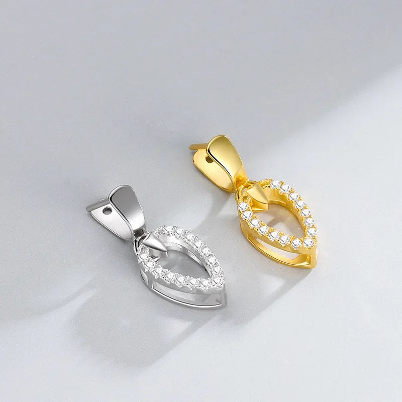 TrustDavis Real 925 Sterling Silver Water Drop Zircon Jade Clip DIY Jewelry Accessories K-gold Plated Pendant Buckle DH0047