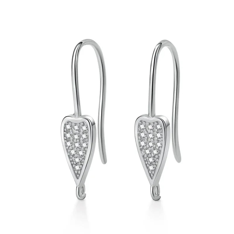 TrustDavis Real 925 Sterling Silver Fashion Dazzling CZ Opening Handmade Ear Hook Earring DIY Accessories Fine Jewelry HY365
