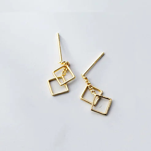Linked Square Stud Earrings DA460