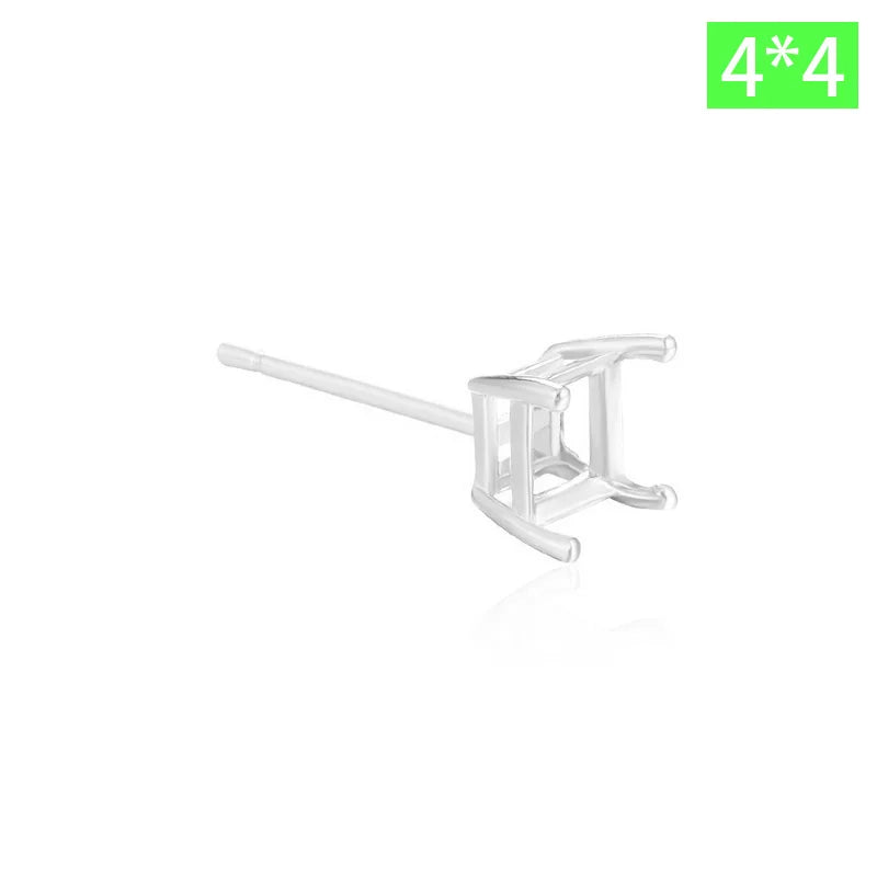 TrustDavis Real 925 Sterling Silver fashion Four clawed square earring ear rest Handmade DIY Accessories Wholesale DZ1761