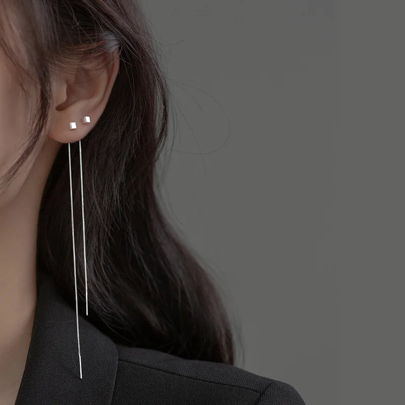 Square Box Chain Line Earrings DE0552