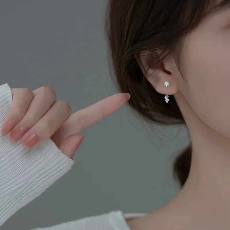 TrustDavis Real 925 Sterling Silver Fashion Unique Ball CZ Screw Stud Earrings For Women Wedding Party Fine S925 Jewelry DA2440