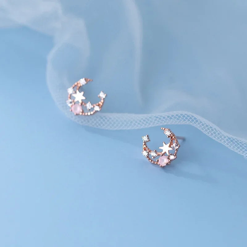 Moon Star Shiny Stud Earrings DA2424