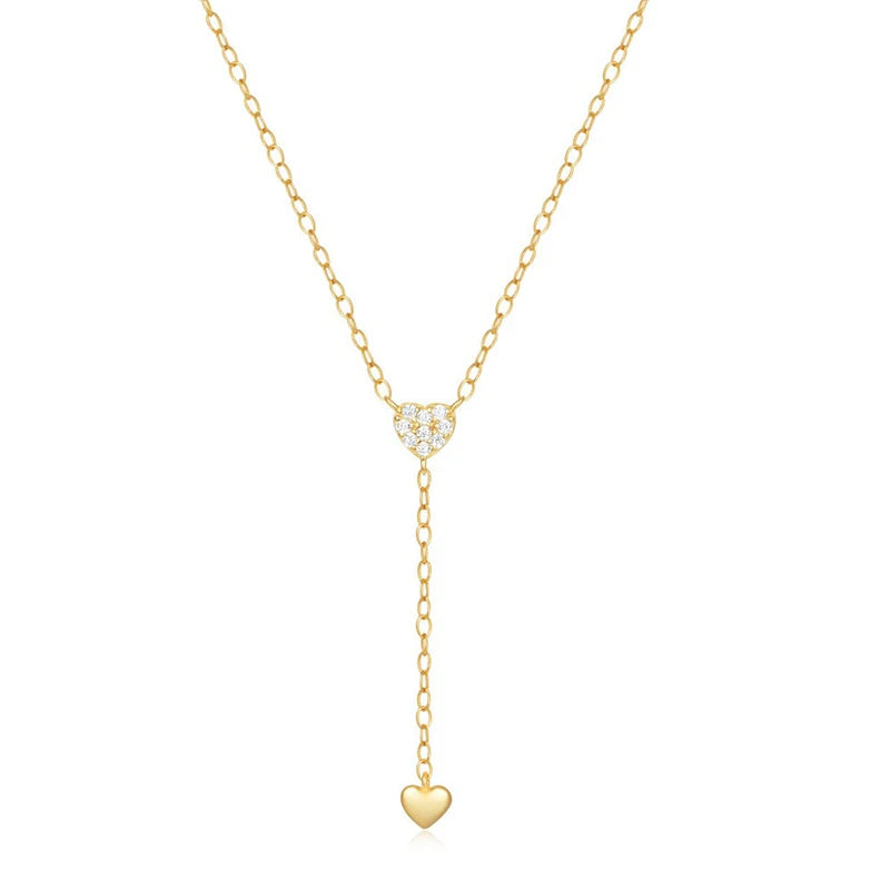 Tassel Y-shaped Heart Zircon Necklace DS4767