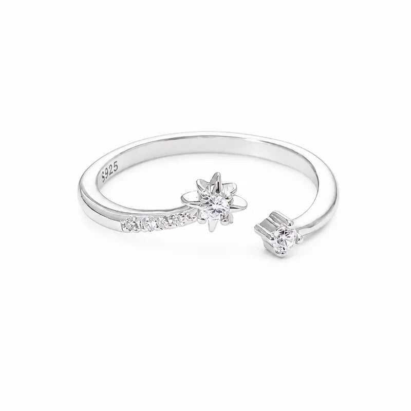 Fashion Simple Eight-pointed Star Zircon Open Ring for Women DS4975